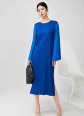 Luxury Flared Sleeve Pleats Dress